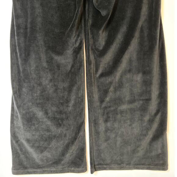 BCBGMaxazria Vintage Velour Track Pants Rhinestone Crown Logo Black Sz 2X Y2K - Picture 7 of 10